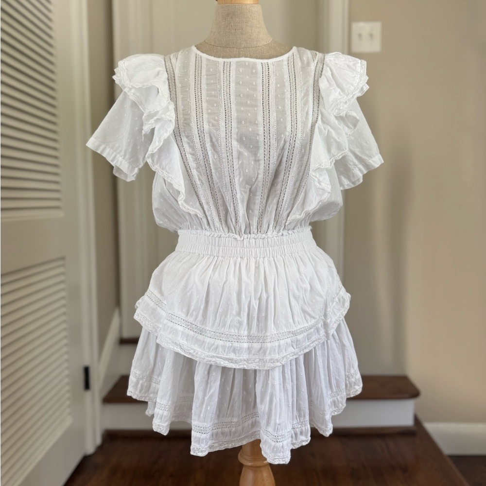 LoveShackFancy White Ruffle Mini Dress